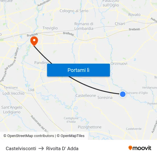 Castelvisconti to Rivolta D' Adda map
