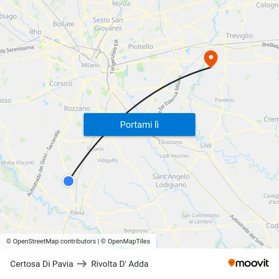 Certosa Di Pavia to Rivolta D' Adda map