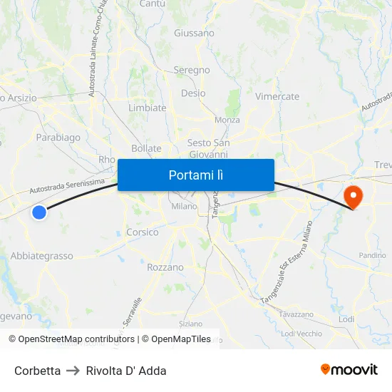 Corbetta to Rivolta D' Adda map