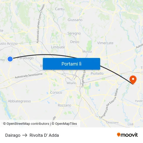 Dairago to Rivolta D' Adda map
