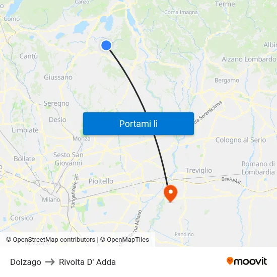 Dolzago to Rivolta D' Adda map