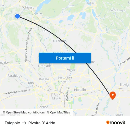 Faloppio to Rivolta D' Adda map