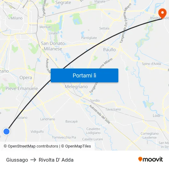 Giussago to Rivolta D' Adda map