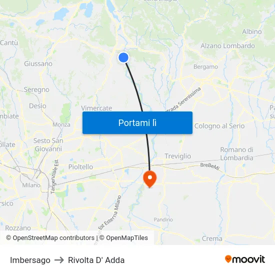 Imbersago to Rivolta D' Adda map