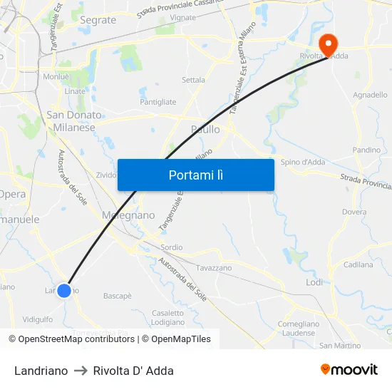 Landriano to Rivolta D' Adda map