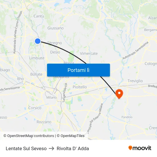 Lentate Sul Seveso to Rivolta D' Adda map