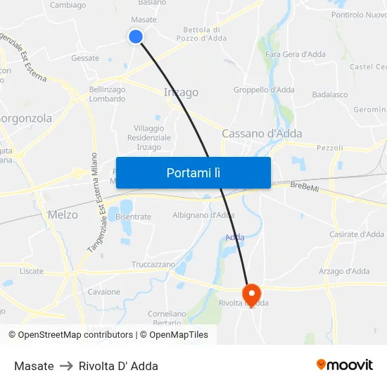 Masate to Rivolta D' Adda map