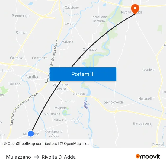Mulazzano to Rivolta D' Adda map