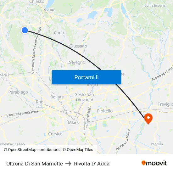 Oltrona Di San Mamette to Rivolta D' Adda map
