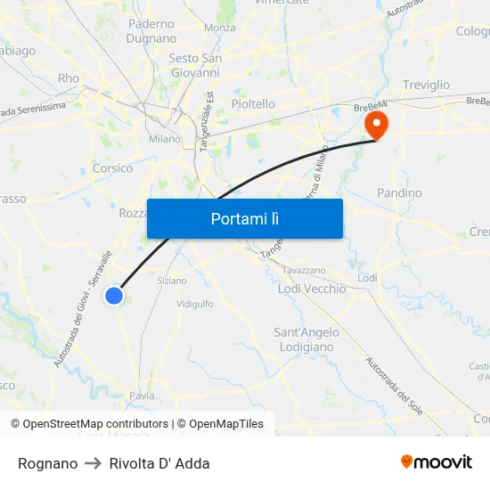 Rognano to Rivolta D' Adda map