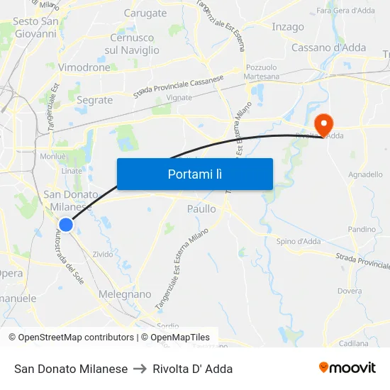 San Donato Milanese to Rivolta D' Adda map