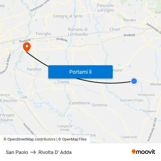 San Paolo to Rivolta D' Adda map