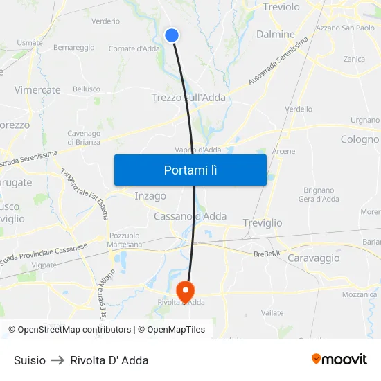 Suisio to Rivolta D' Adda map