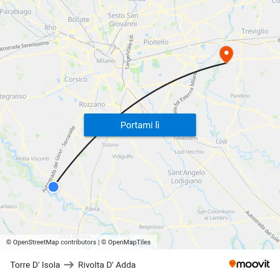 Torre D' Isola to Rivolta D' Adda map