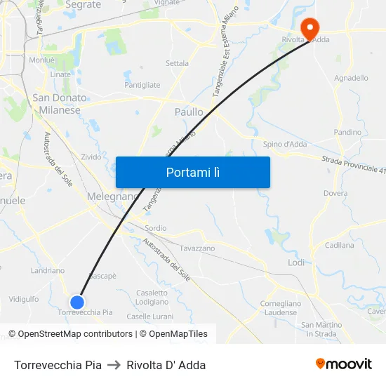 Torrevecchia Pia to Rivolta D' Adda map