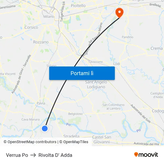 Verrua Po to Rivolta D' Adda map