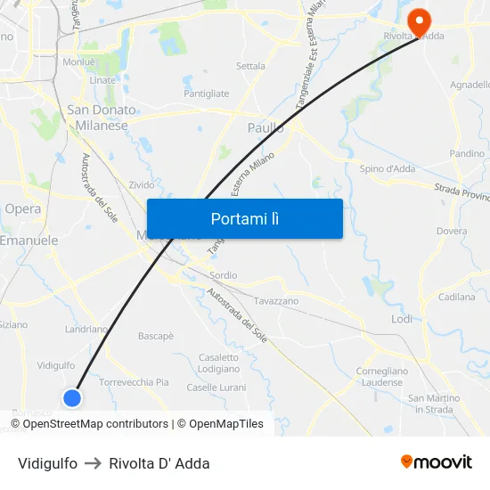 Vidigulfo to Rivolta D' Adda map