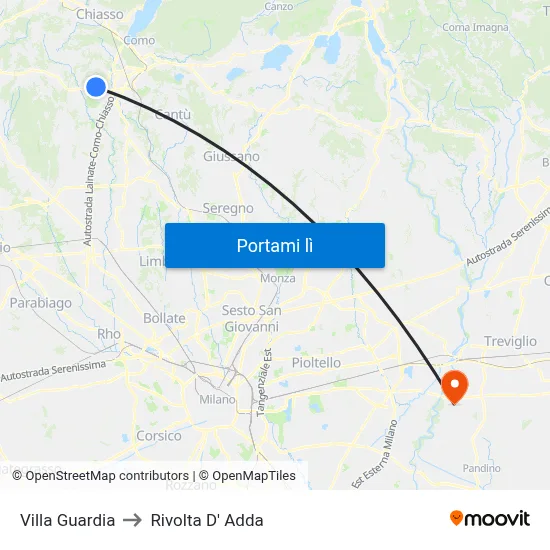 Villa Guardia to Rivolta D' Adda map