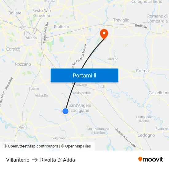Villanterio to Rivolta D' Adda map
