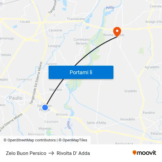 Zelo Buon Persico to Rivolta D' Adda map