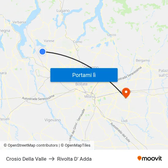 Crosio Della Valle to Rivolta D' Adda map