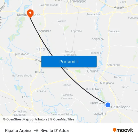 Ripalta Arpina to Rivolta D' Adda map
