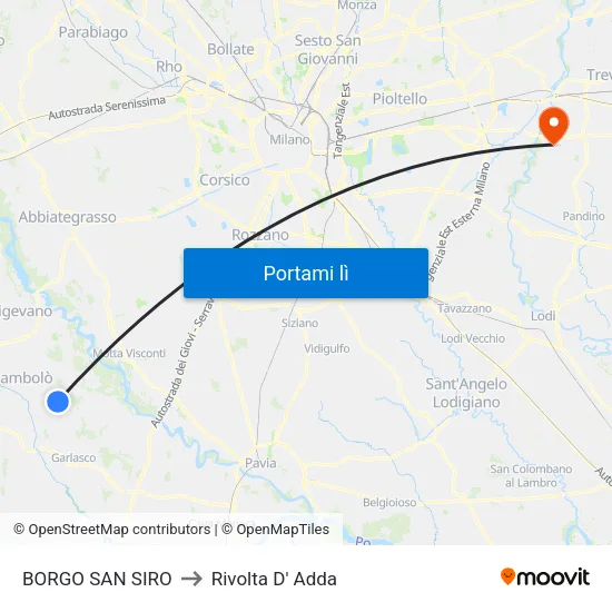 BORGO SAN SIRO to Rivolta D' Adda map