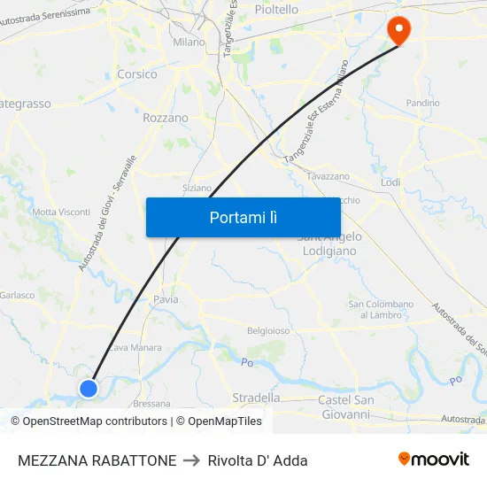 MEZZANA RABATTONE to Rivolta D' Adda map