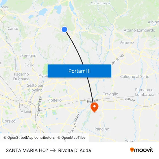 SANTA MARIA HO? to Rivolta D' Adda map