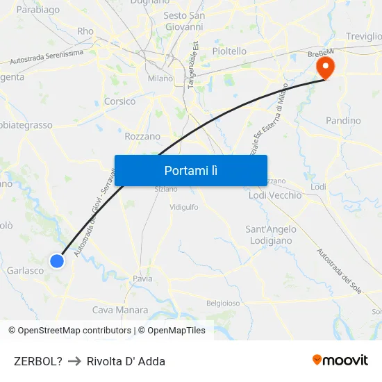 ZERBOL? to Rivolta D' Adda map
