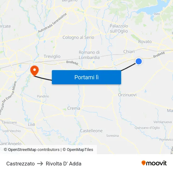 Castrezzato to Rivolta D' Adda map