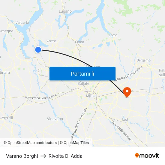Varano Borghi to Rivolta D' Adda map