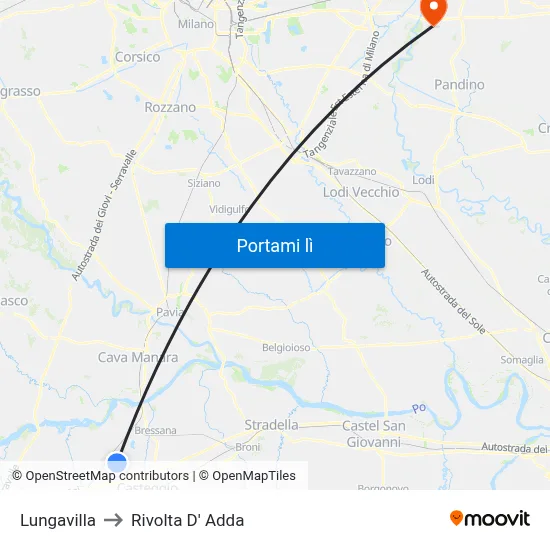 Lungavilla to Rivolta D' Adda map