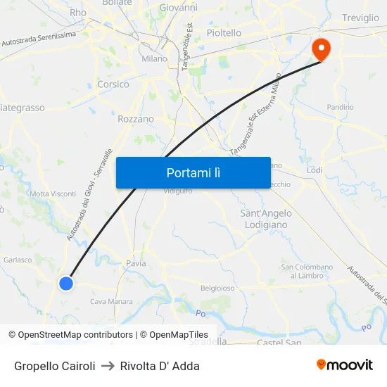 Gropello Cairoli to Rivolta D' Adda map