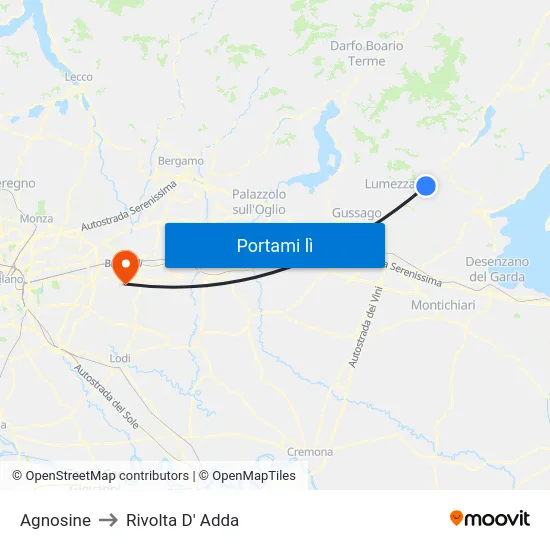 Agnosine to Rivolta D' Adda map