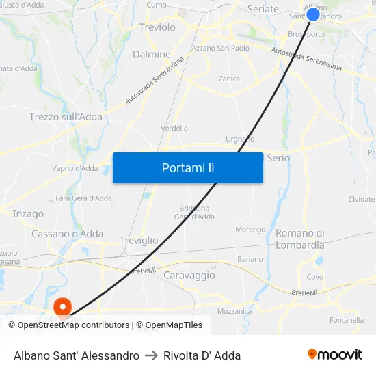 Albano Sant' Alessandro to Rivolta D' Adda map