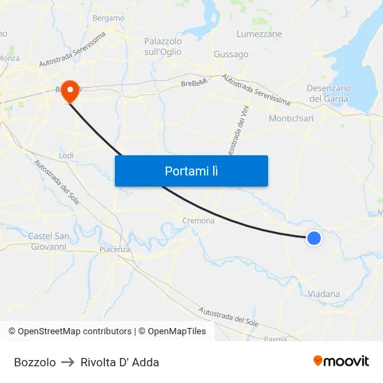Bozzolo to Rivolta D' Adda map