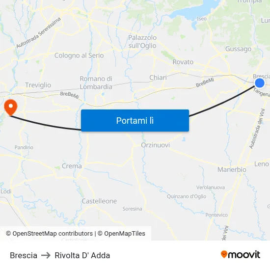 Brescia to Rivolta D' Adda map