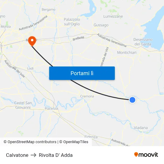 Calvatone to Rivolta D' Adda map