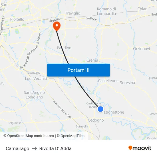Camairago to Rivolta D' Adda map