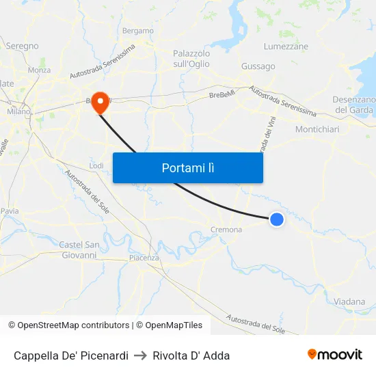 Cappella De' Picenardi to Rivolta D' Adda map