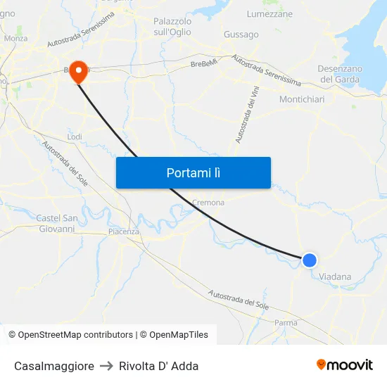 Casalmaggiore to Rivolta D' Adda map
