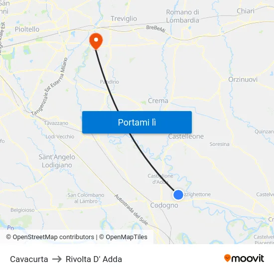 Cavacurta to Rivolta D' Adda map