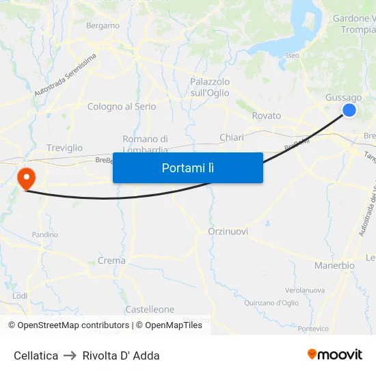 Cellatica to Rivolta D' Adda map