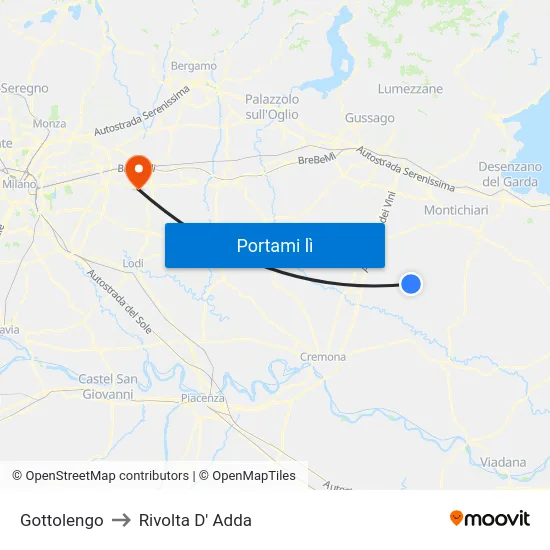 Gottolengo to Rivolta D' Adda map