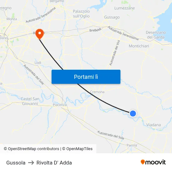 Gussola to Rivolta D' Adda map