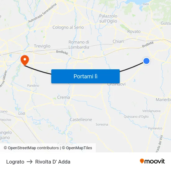 Lograto to Rivolta D' Adda map
