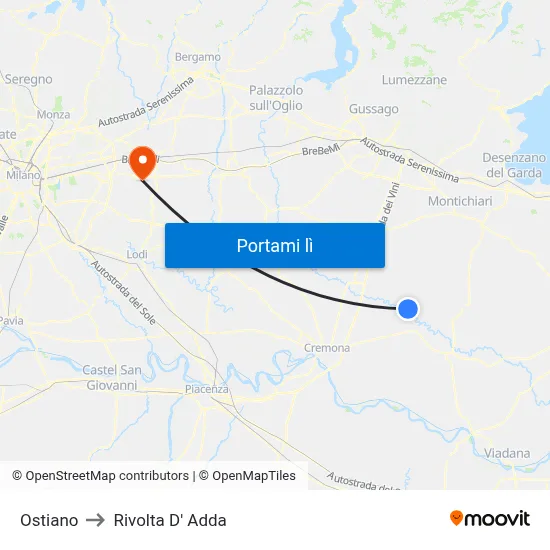 Ostiano to Rivolta D' Adda map