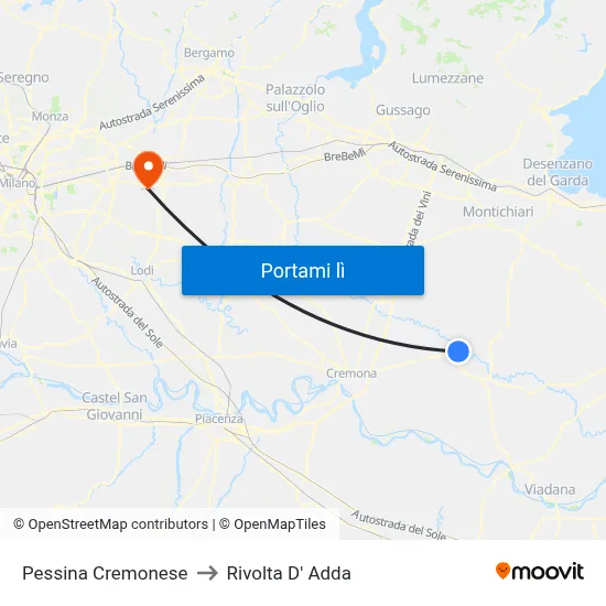 Pessina Cremonese to Rivolta D' Adda map