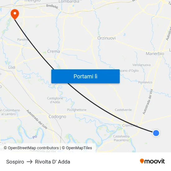 Sospiro to Rivolta D' Adda map